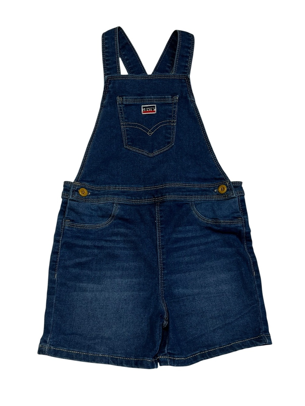 Levi's Dark Blue Denim Short Overalls with Pocket Patch